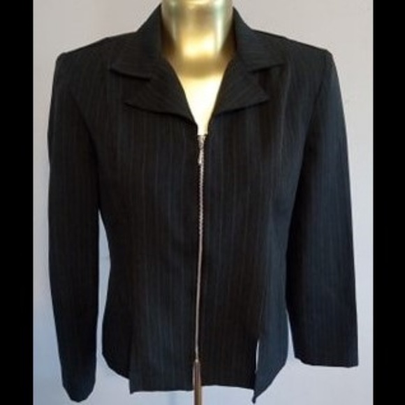 Pinstripe Zip-up Blazer - Picture 1 of 11